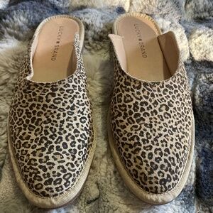 Lucky Brand Arvy Slip On Mule Leopard Print Eyelash 8 business casual
